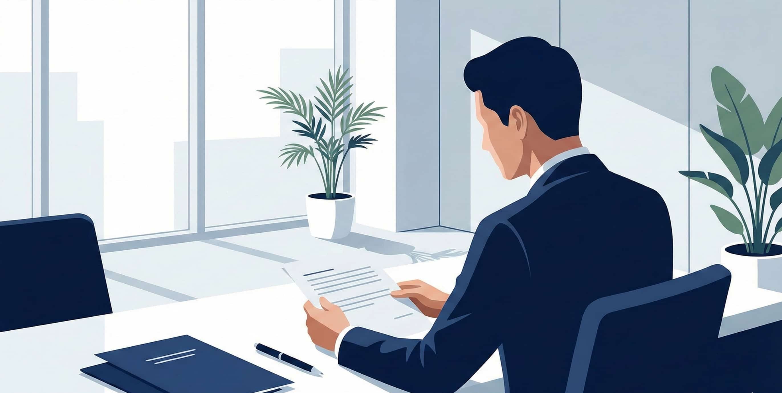 法人設立の定款を確認するビジネスパーソンのイメージ