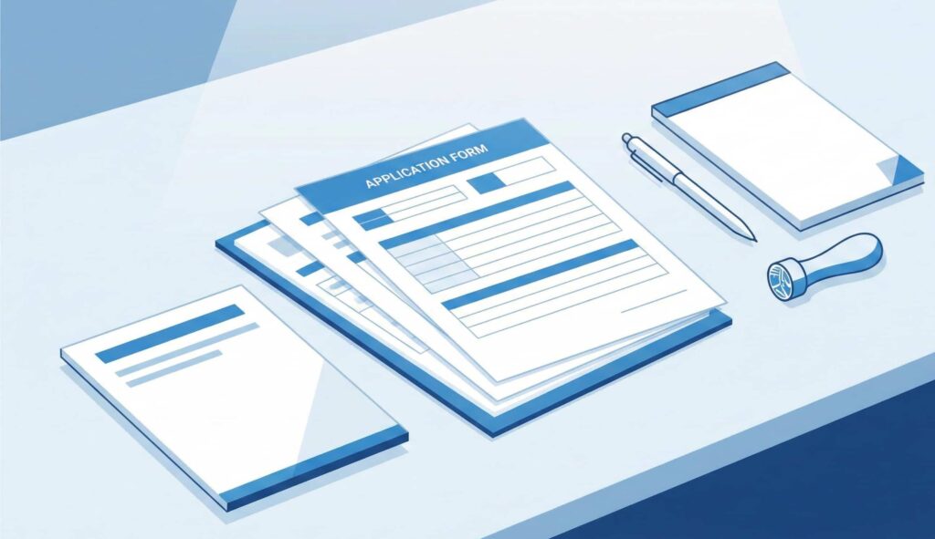 古物商の定款を作成する際の書類とペンのイメージ