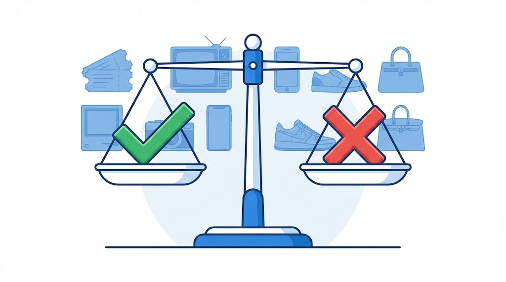 転売が違法かどうかの判断基準のイメージ