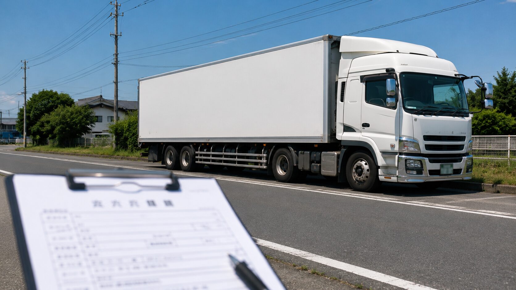 特車申請の変更申請と新規申請の使い分けを確認するトラック運行担当者のイメージ