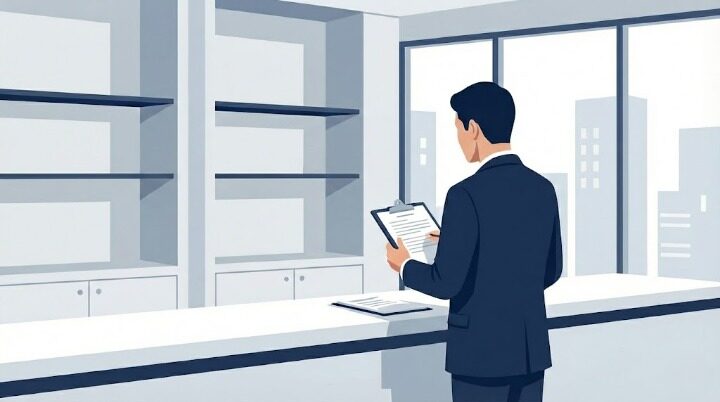 古物商の営業所で管理者が書類を確認しているイメージ