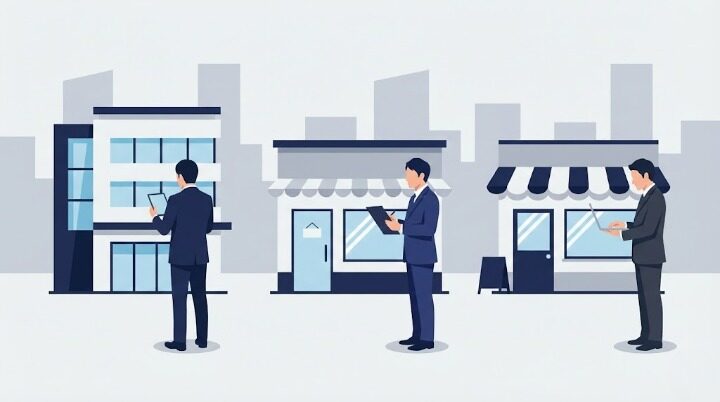 複数の営業所それぞれに管理者を置くイメージ