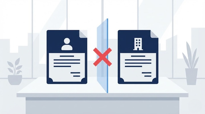 個人の古物商許可証を法人に引き継げないことを示すイメージ