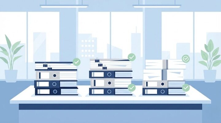 法人で古物商許可を申請する際に役員全員分の書類を収集するイメージ
-