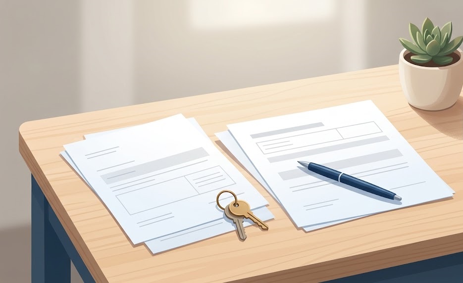 古物商許可申請で営業所の書類に悩んでいるイメージ