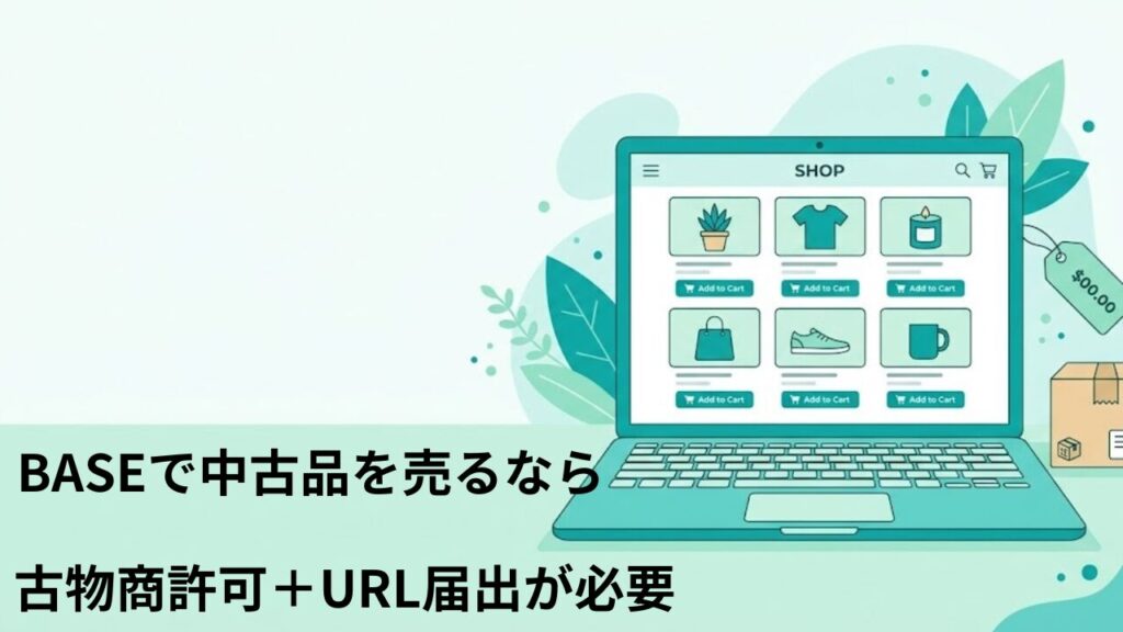 BASEでネットショップを開設して中古品を販売するイメージイラスト