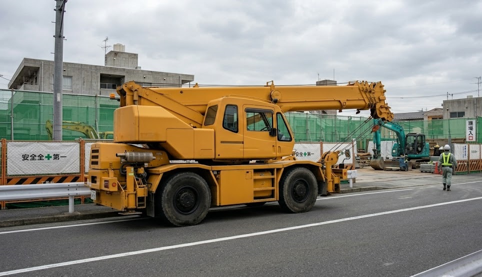 ラフタークレーンの特殊車両通行許可申請の手続きを解説するイメージ