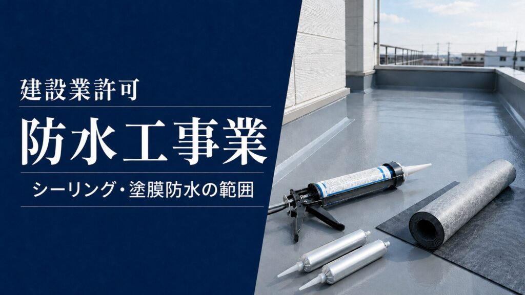建設業許可の防水工事業と屋上防水・シーリング・塗膜防水の施工イメージ