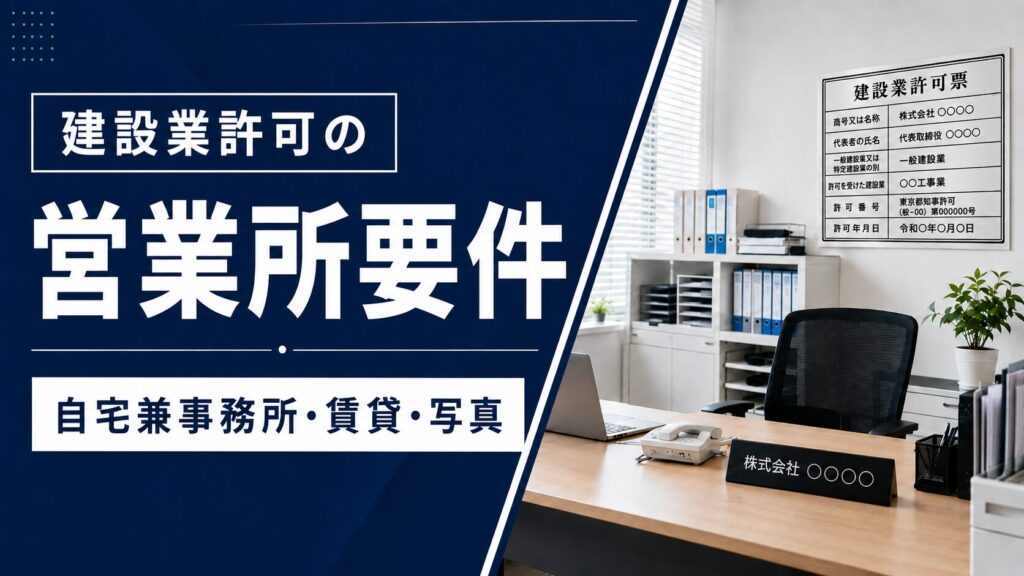 建設業許可の営業所要件を解説する記事のアイキャッチ。
