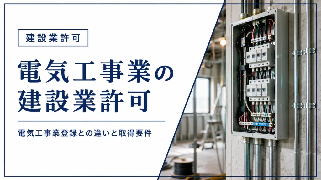 電気工事業の建設業許可と電気工事業登録・分電盤設備のアイキャッチ