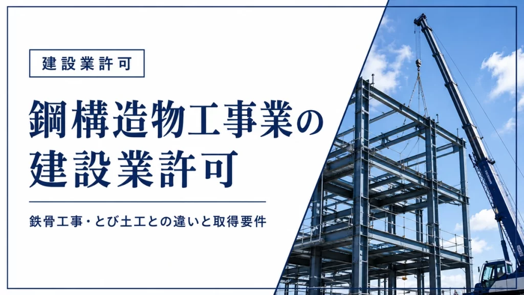 鋼構造物工事業の建設業許可と鉄骨工事・鉄骨建方現場のアイキャッチ